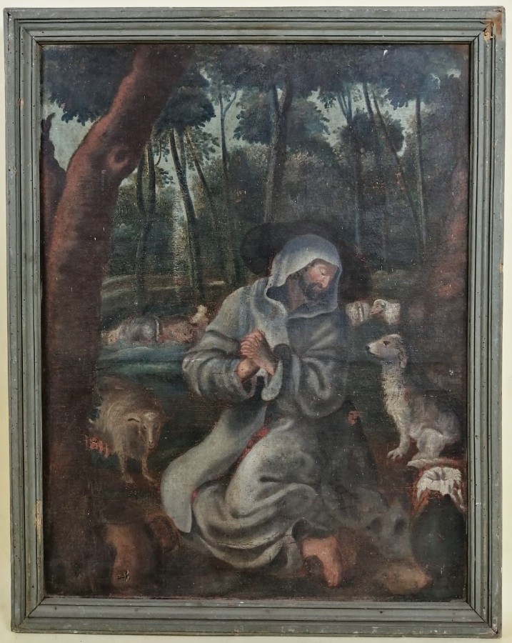 Antique Oil Painting of St Francis of Assisi