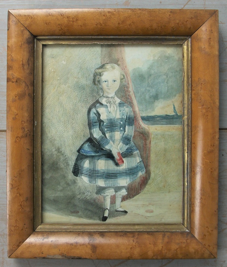 Antique naïve portrait of a young boy