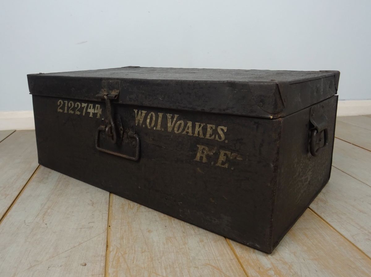 Early 20th Century Military Campaign Painted Metal Trunk