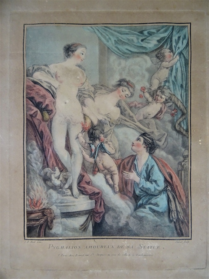 Antique Gilt Framed Georgian Print depicting  the Pygmalion myth