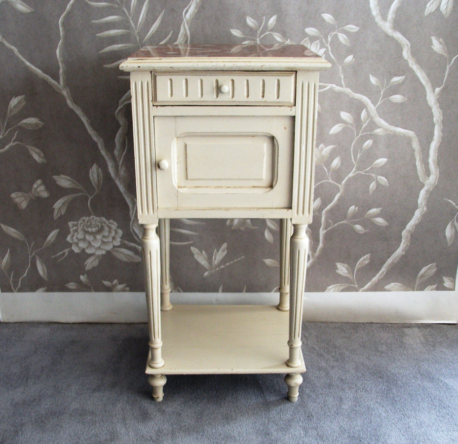 Antique French Painted Bedside Cupboard