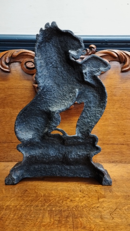 A 19th Century Cast Iron Lion Rampant Door Porter