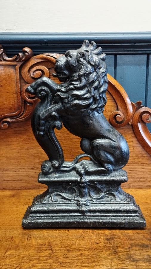 A 19th Century Cast Iron Lion Rampant Door Porter