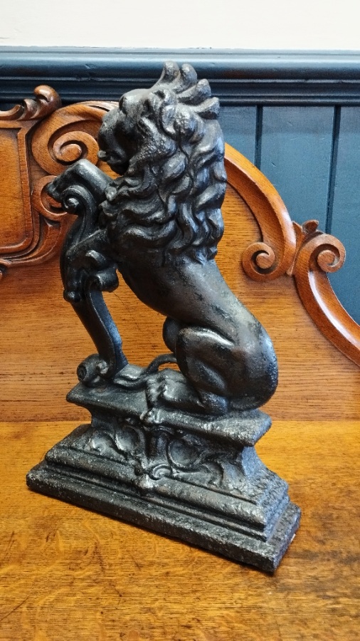 19th Century Cast Iron Lion Doorstop