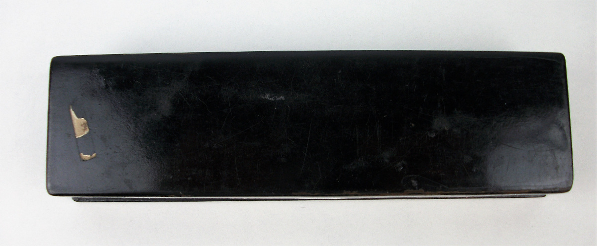 Chinoiserie Black Lacquered Papier Mache Pencil Box