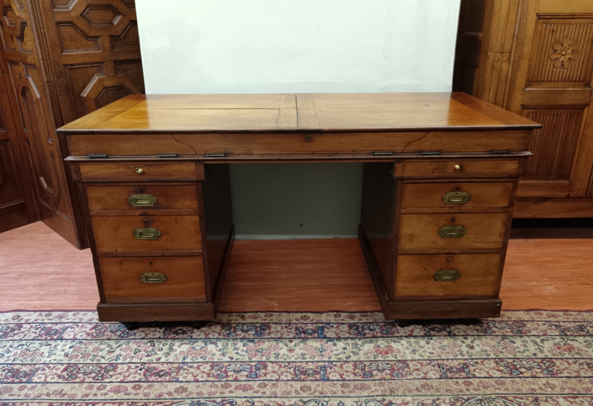 mahogany architect's or campaign twin pedestal desk  (1).jpg
