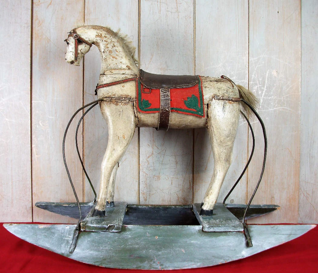 A Spanish 19thC Naive Painted Rocking Horse
