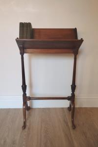 Antique Edwardian Mahogany Book Trough on Turned Supports
