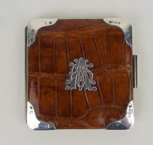 Superb English Victorian Silver And Crocodile Card Case